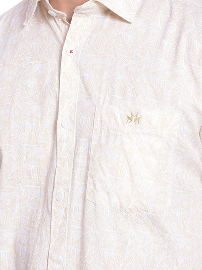 Cream Printed Shirt-Men Jeans-Crimsoune Club