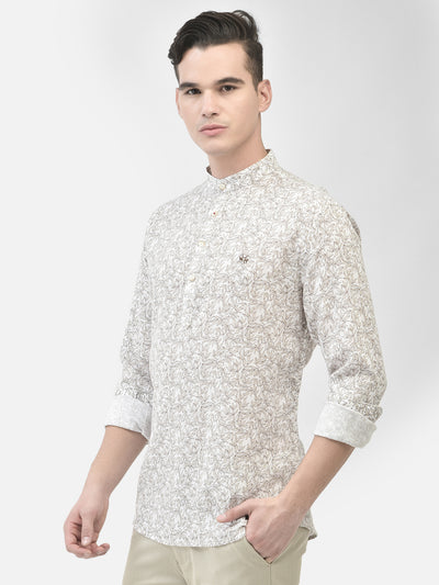 White Printed Floral Kurta-Men kurtas-Crimsoune Club