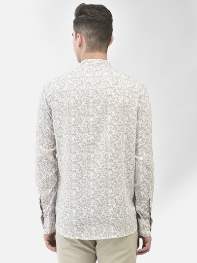 White Printed Floral Kurta-Men kurtas-Crimsoune Club