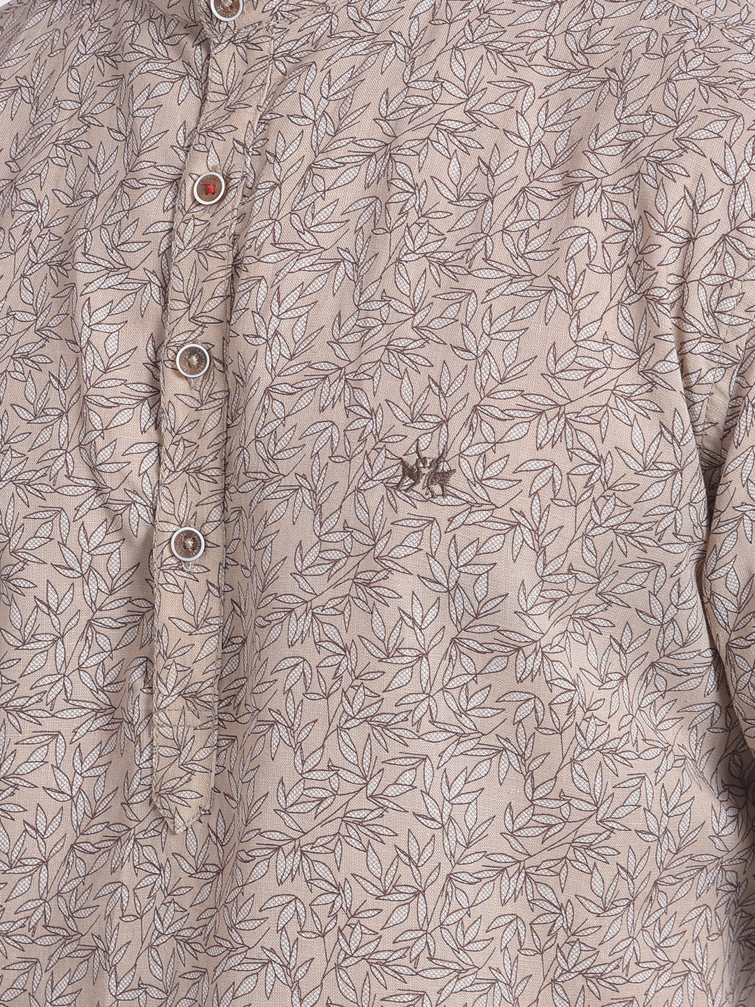 Beige Printed Kurta-Men Jeans-Crimsoune Club