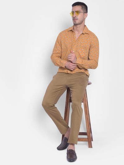 Mustard Printed Shirt-Men Jeans-Crimsoune Club