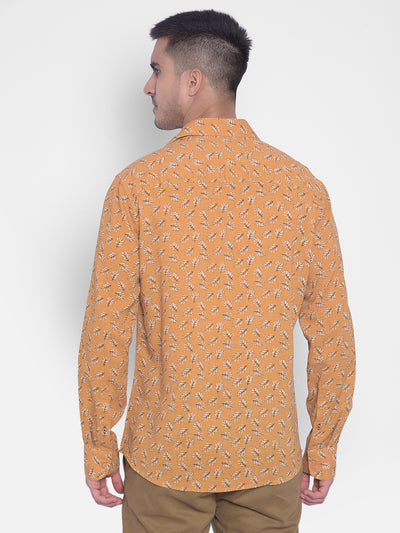 Mustard Printed Shirt-Men Jeans-Crimsoune Club