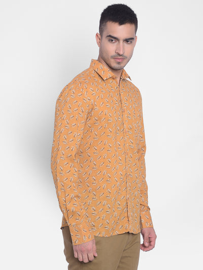 Mustard Printed Shirt-Men Jeans-Crimsoune Club