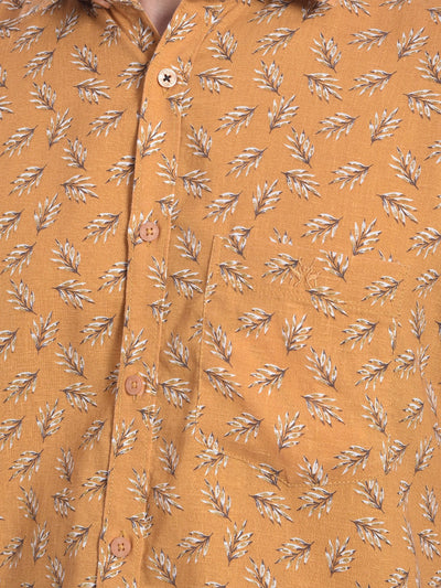 Mustard Printed Shirt-Men Jeans-Crimsoune Club