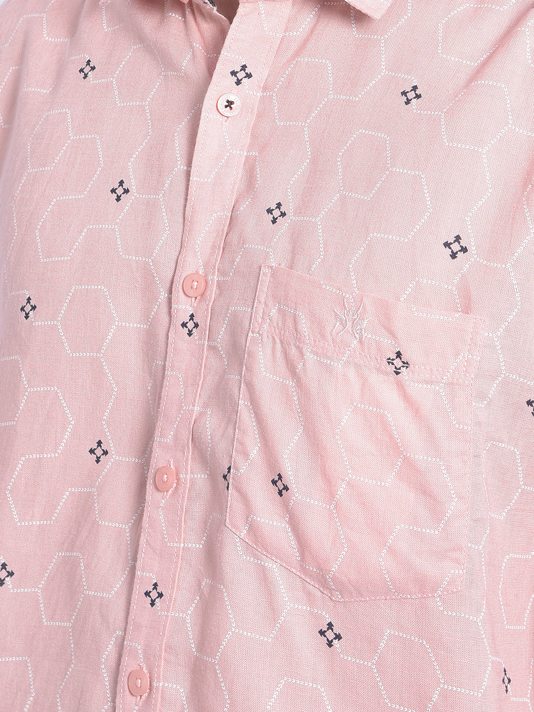 Pink Printed Shirt-Men Shirts-Crimsoune Club