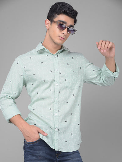 Green Printed Shirt-Men Shirts-Crimsoune Club