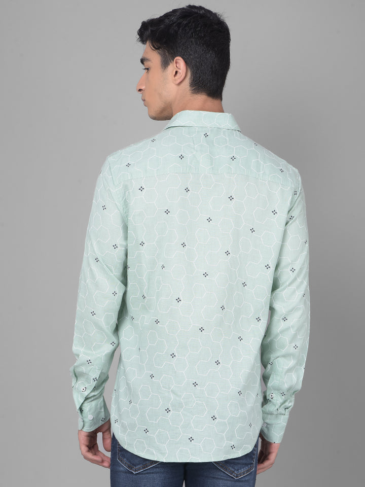 Green Printed Shirt-Men Shirts-Crimsoune Club