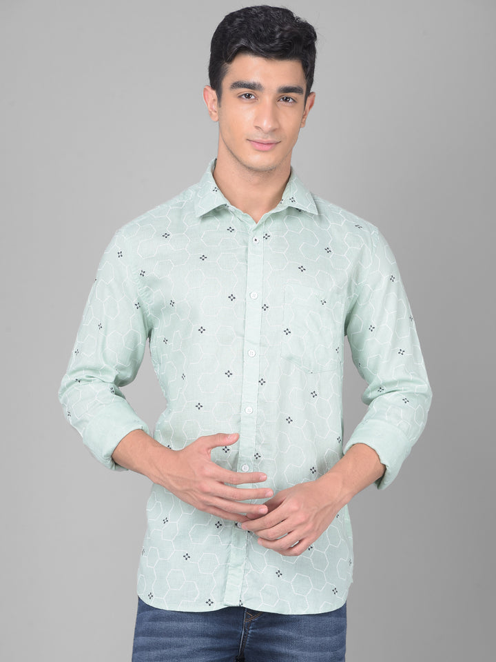 Green Printed Shirt-Men Shirts-Crimsoune Club