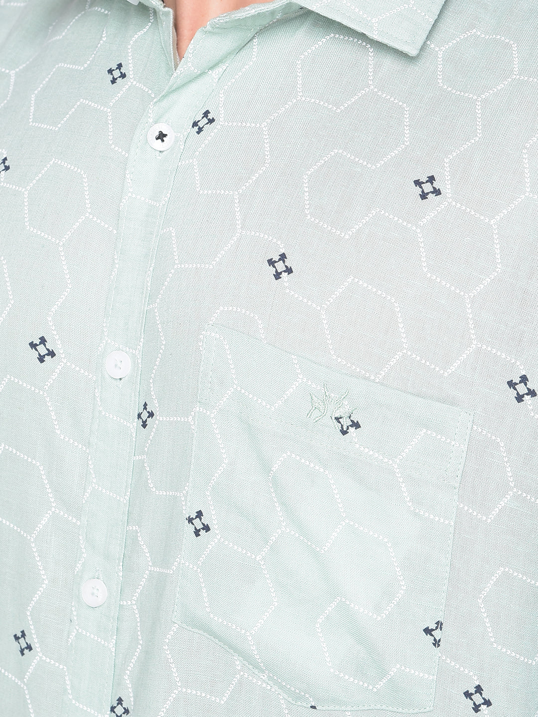 Green Printed Shirt-Men Shirts-Crimsoune Club