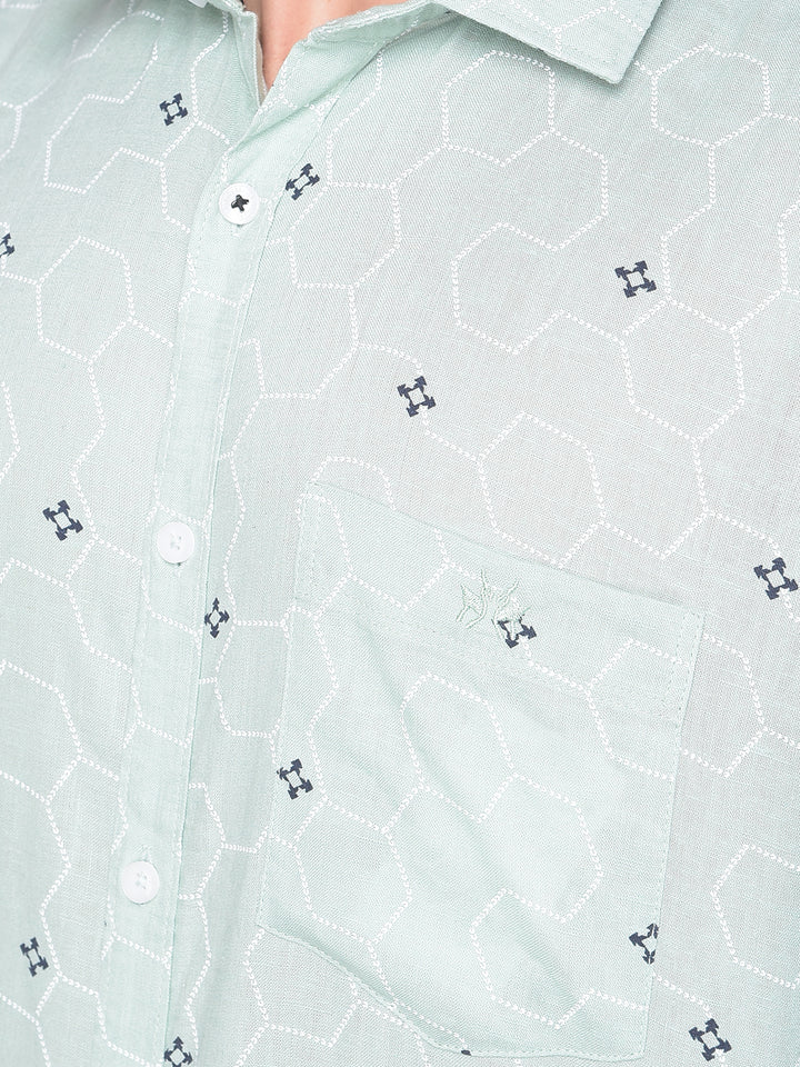 Green Printed Shirt-Men Shirts-Crimsoune Club