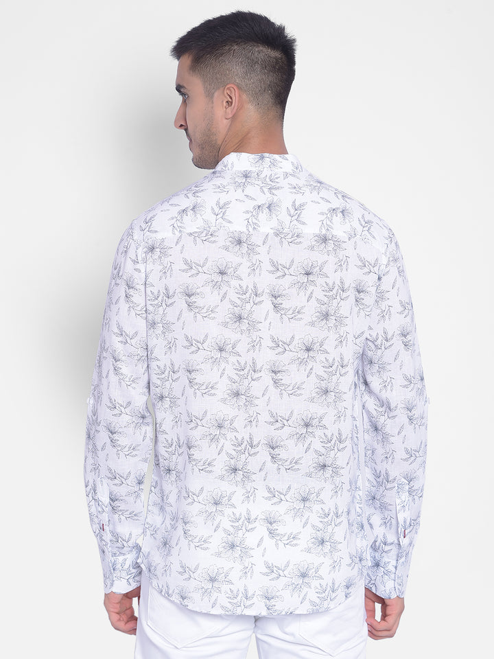 White Floral kurta-Men Jeans-Crimsoune Club
