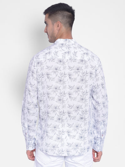 White Floral kurta-Men Jeans-Crimsoune Club