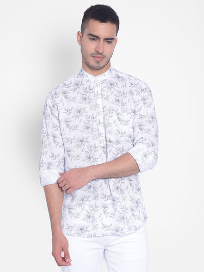 White Floral kurta-Men Jeans-Crimsoune Club