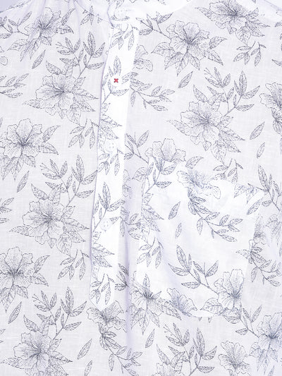 White Floral kurta-Men Jeans-Crimsoune Club