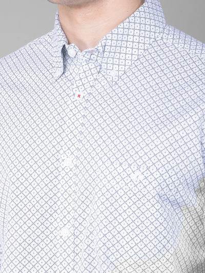 Blue Printed Shirt-Men Shirts-Crimsoune Club