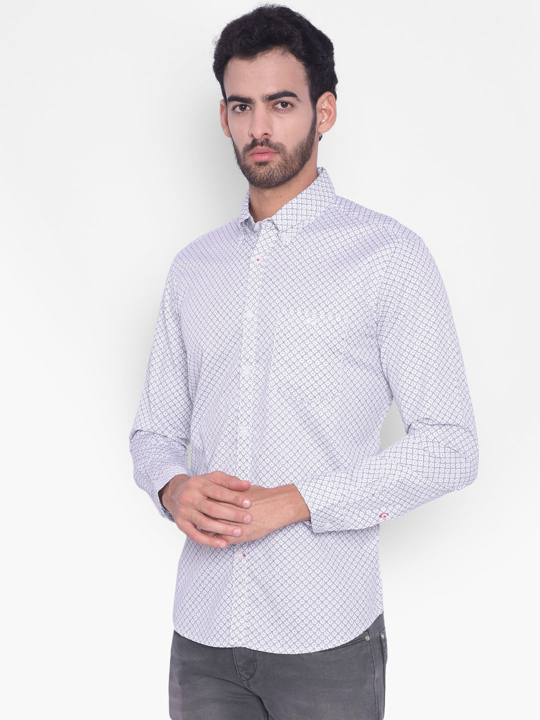 Grey Printed Shirt-Mens Shirts-Crimsoune Club