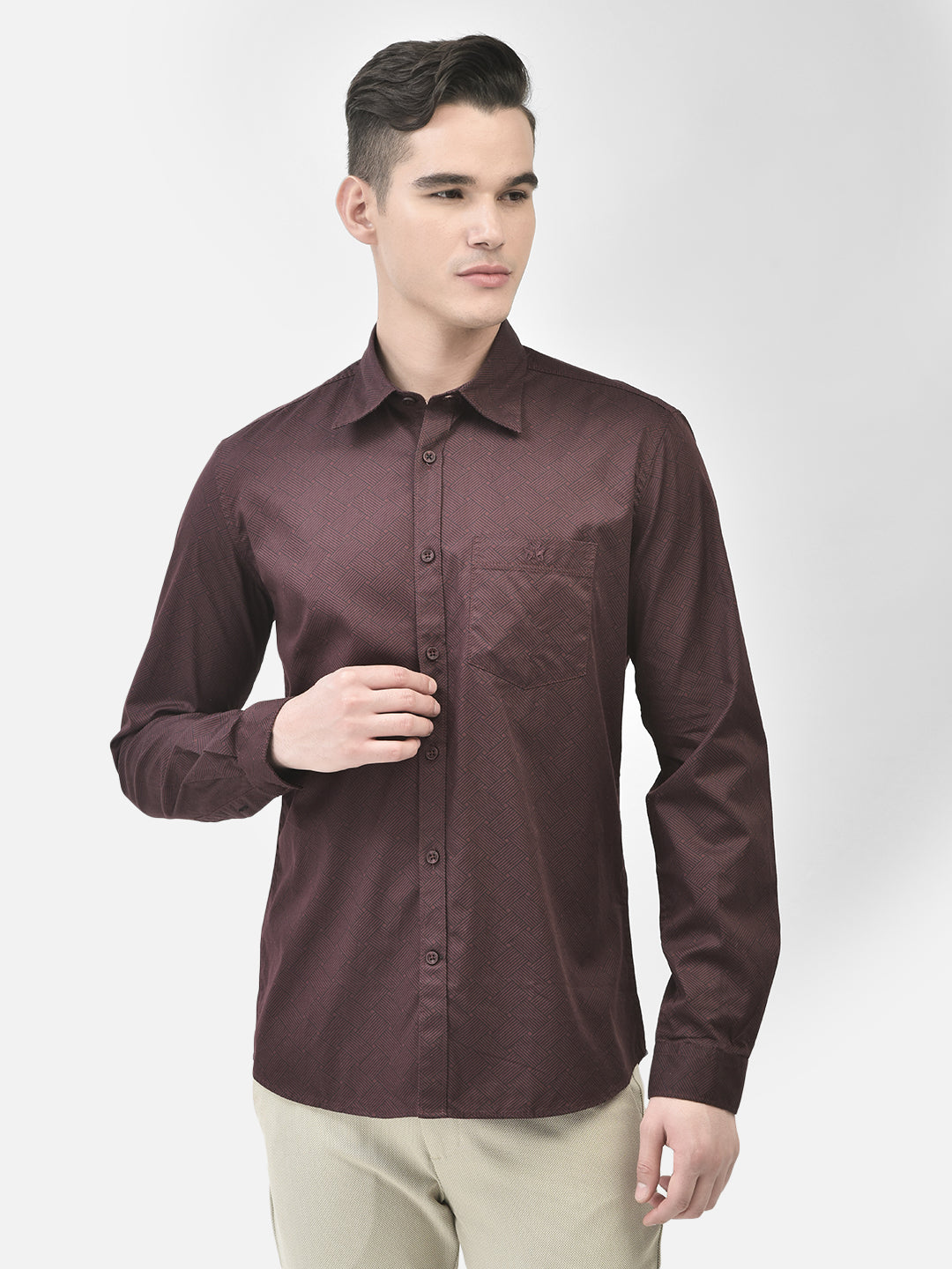 Maroon Printed Shirt-Men Shirts-Crimsoune Club