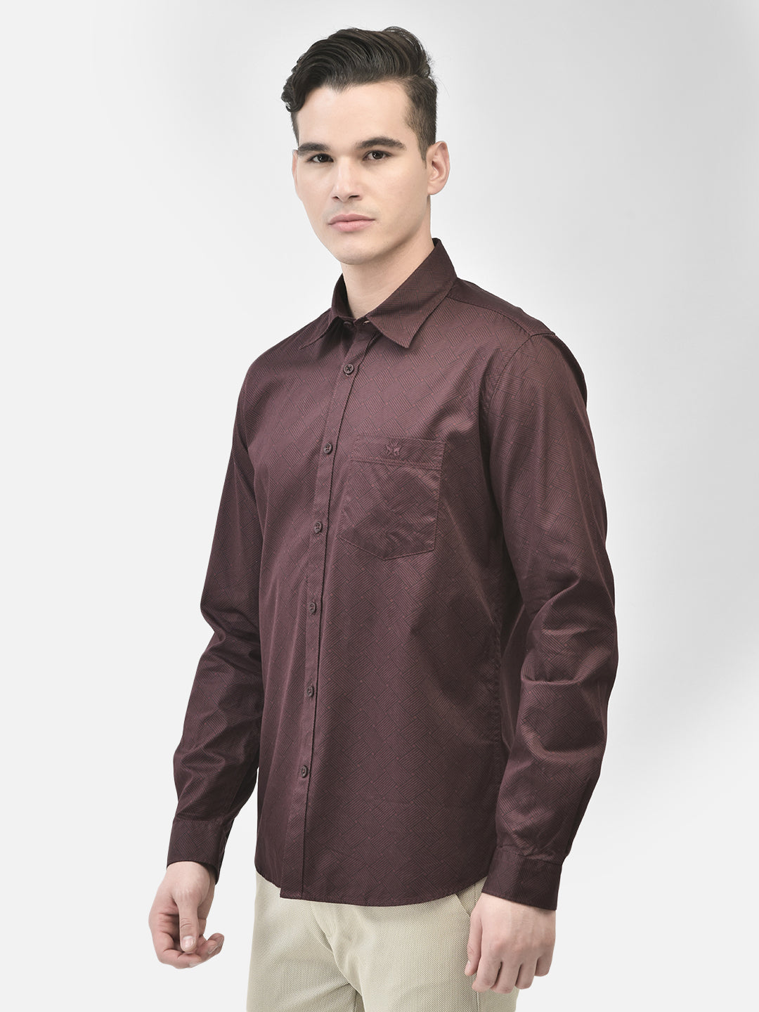 Maroon Printed Shirt-Men Shirts-Crimsoune Club