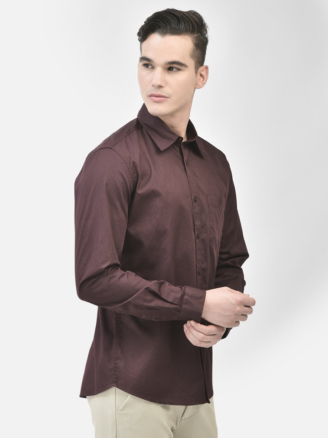 Maroon Printed Shirt-Men Shirts-Crimsoune Club