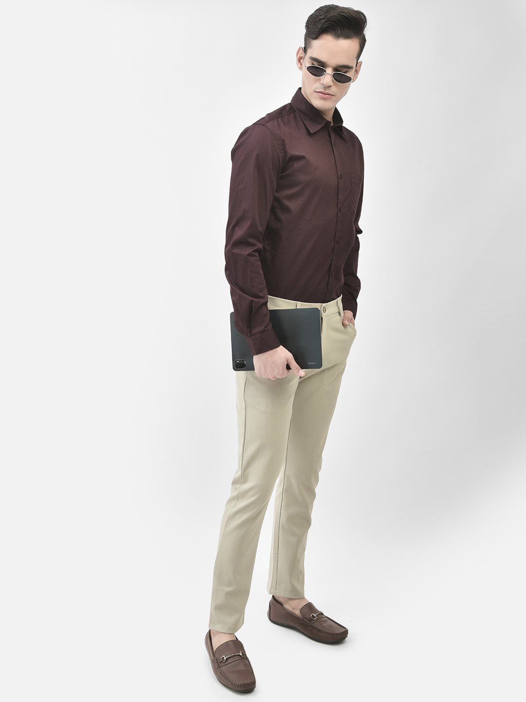 Maroon Printed Shirt-Men Shirts-Crimsoune Club