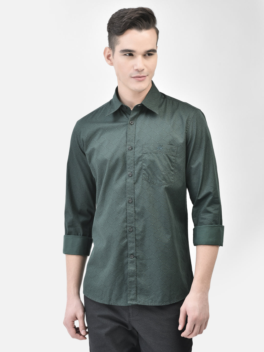 Green Printed Shirt-Men Shirts-Crimsoune Club