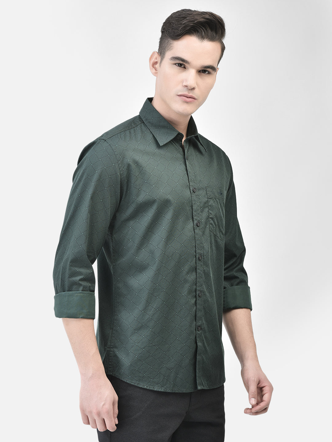 Green Printed Shirt-Men Shirts-Crimsoune Club