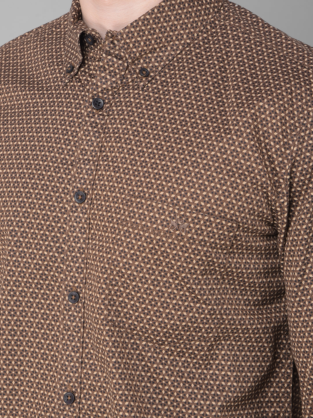 Brown Printed Shirt-Men Shirts-Crimsoune Club