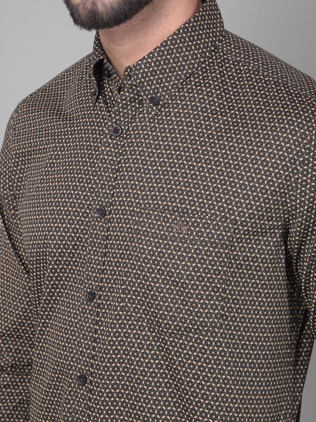 Brown Printed Shirt-Men Shirts-Crimsoune Club