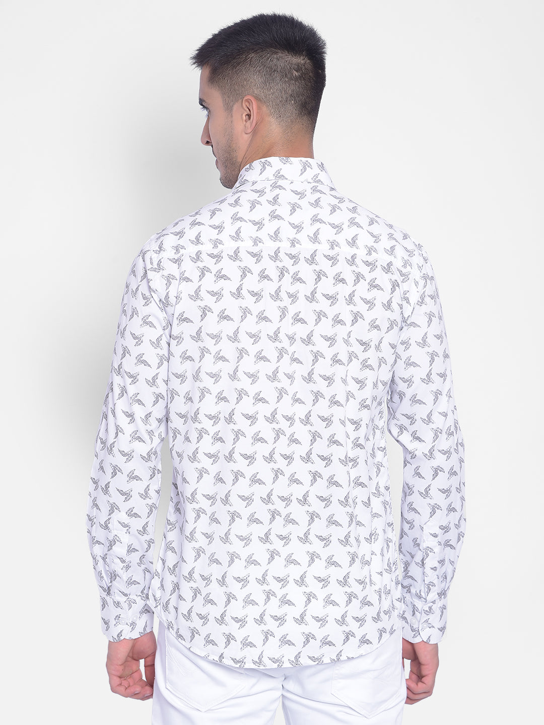 White Printed Shirt-Men Jeans-Crimsoune Club