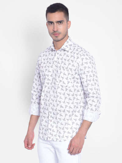 White Printed Shirt-Men Jeans-Crimsoune Club