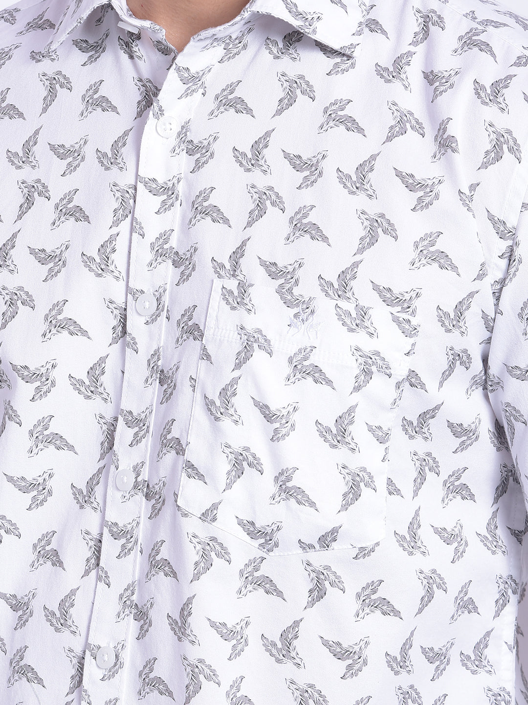White Printed Shirt-Men Jeans-Crimsoune Club