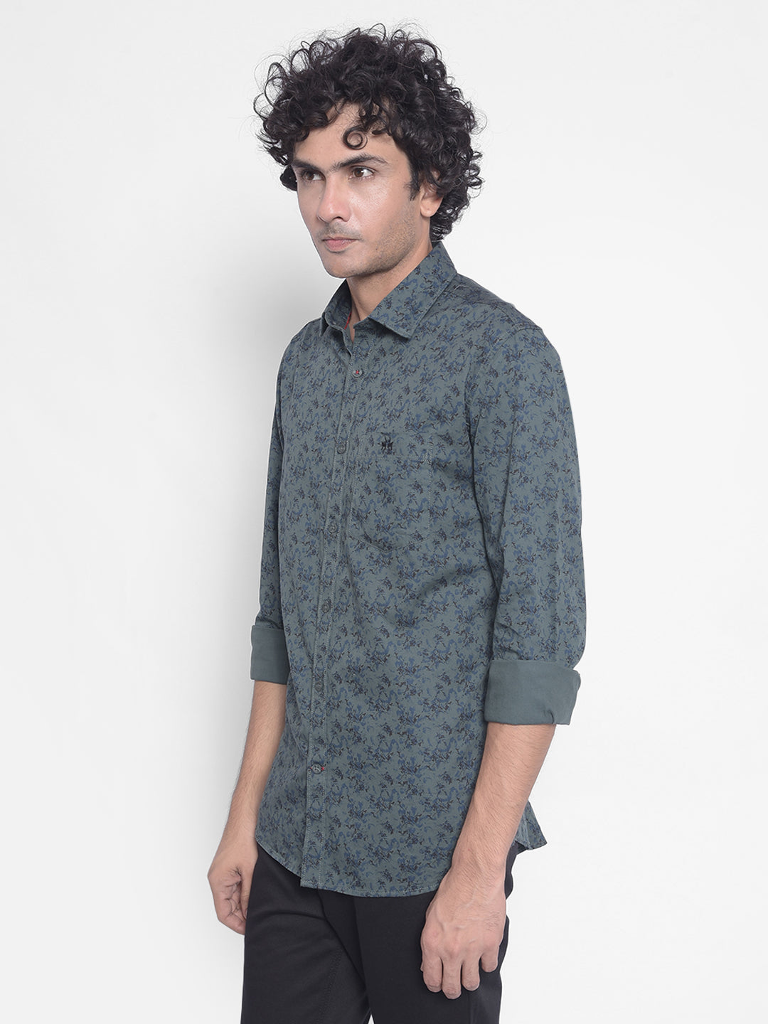 Green Printed Shirt-Men Shirts-Crimsoune Club