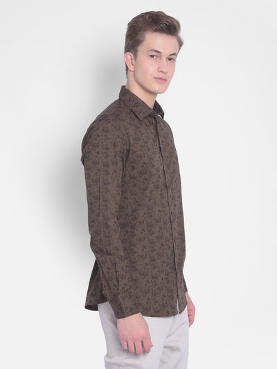 Brown Printed Shirt-Men Shirts-Crimsoune Club