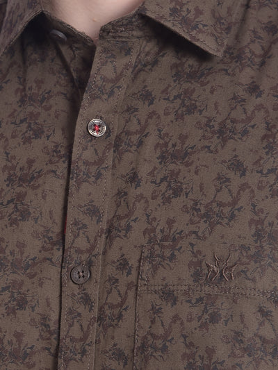 Brown Printed Shirt-Men Shirts-Crimsoune Club