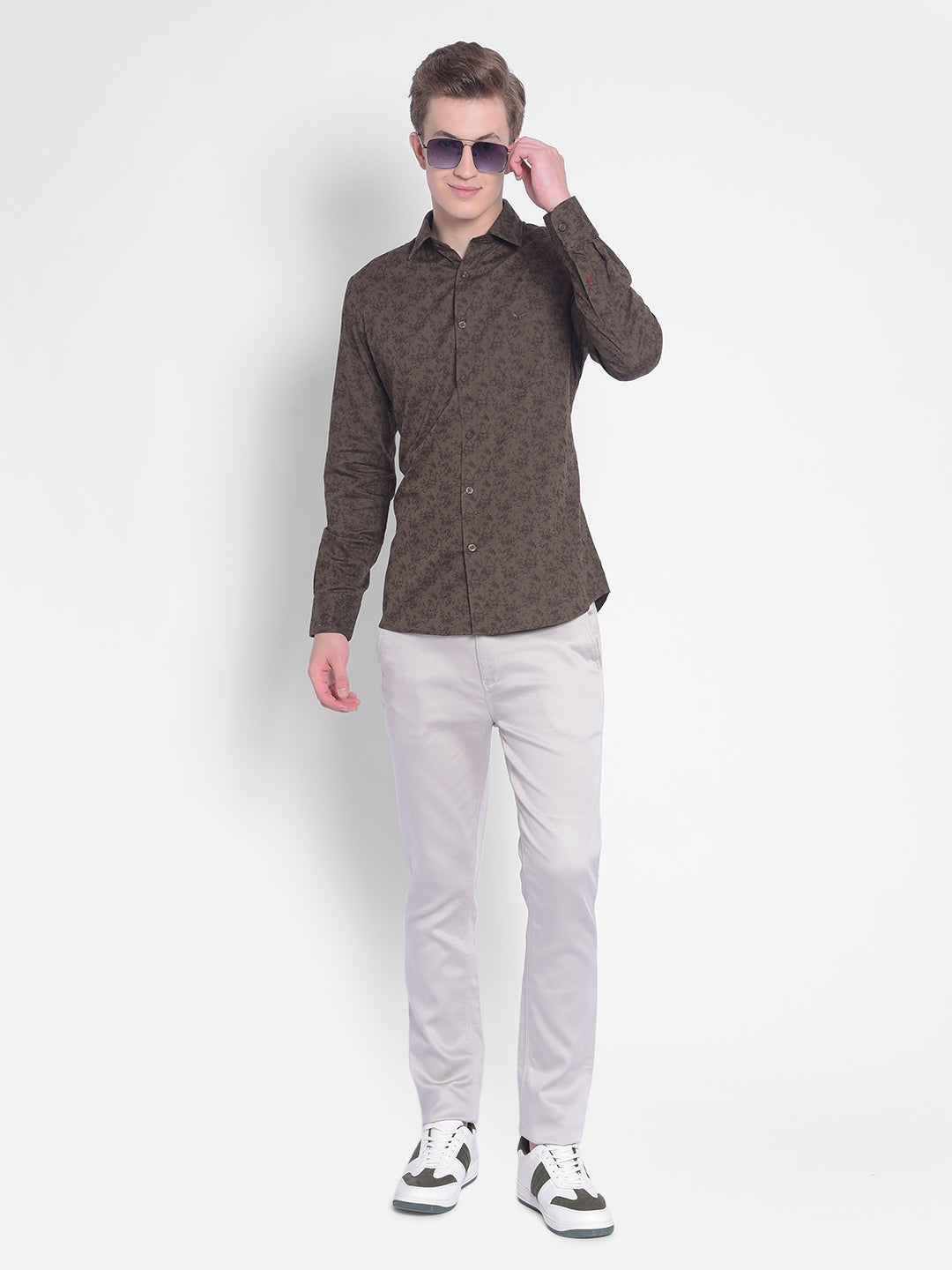 Brown Printed Shirt-Men Shirts-Crimsoune Club