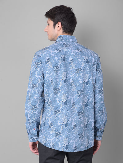 Blue Floral Shirt-Men Shirts-Crimsoune Club