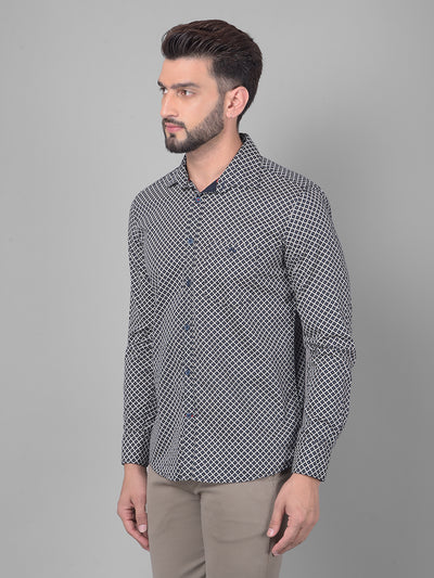 Navy Blue Printed Shirt-Men Shirts-Crimsoune Club