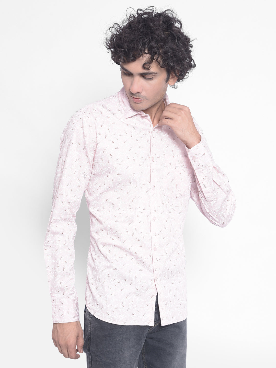 Pink Printed Shirt-Men Shirts-Crimsoune Club
