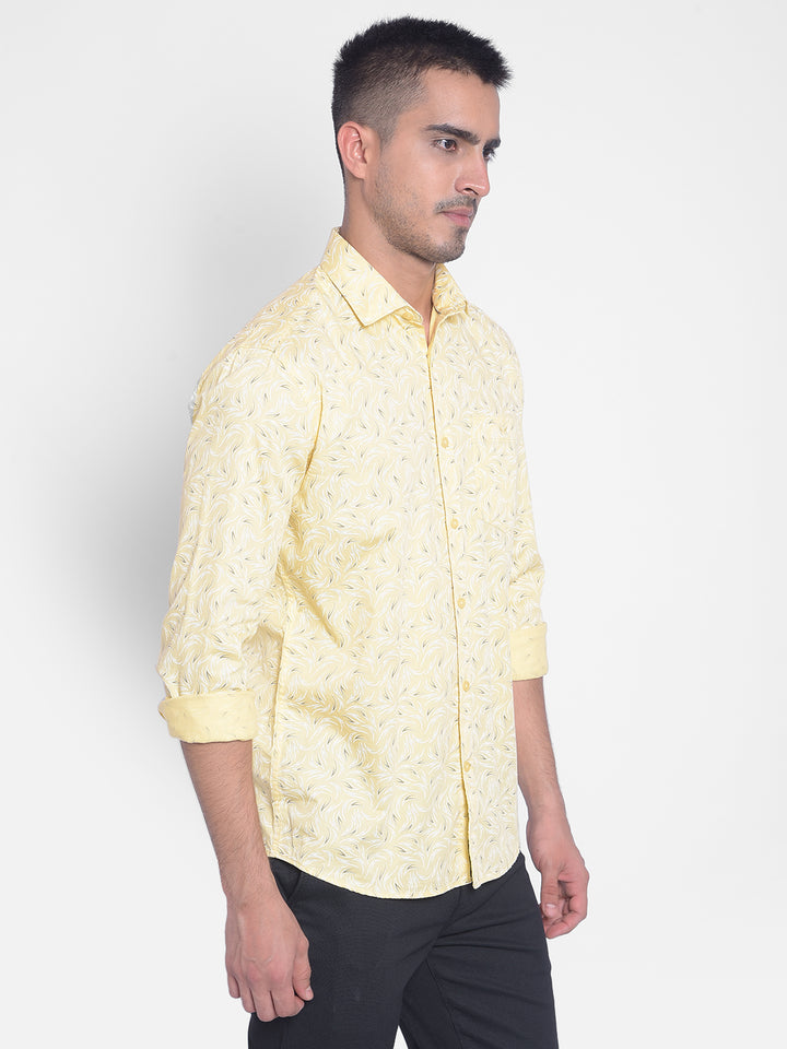 Yellow Printed Shirt-Men Jeans-Crimsoune Club