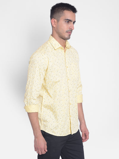 Yellow Printed Shirt-Men Jeans-Crimsoune Club