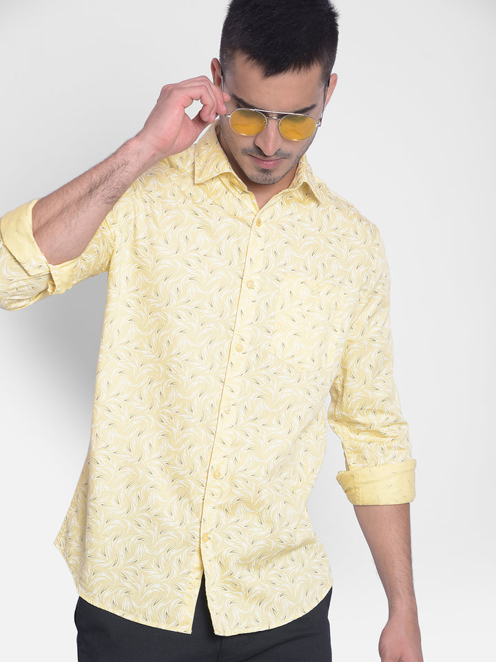 Yellow Printed Shirt-Men Jeans-Crimsoune Club