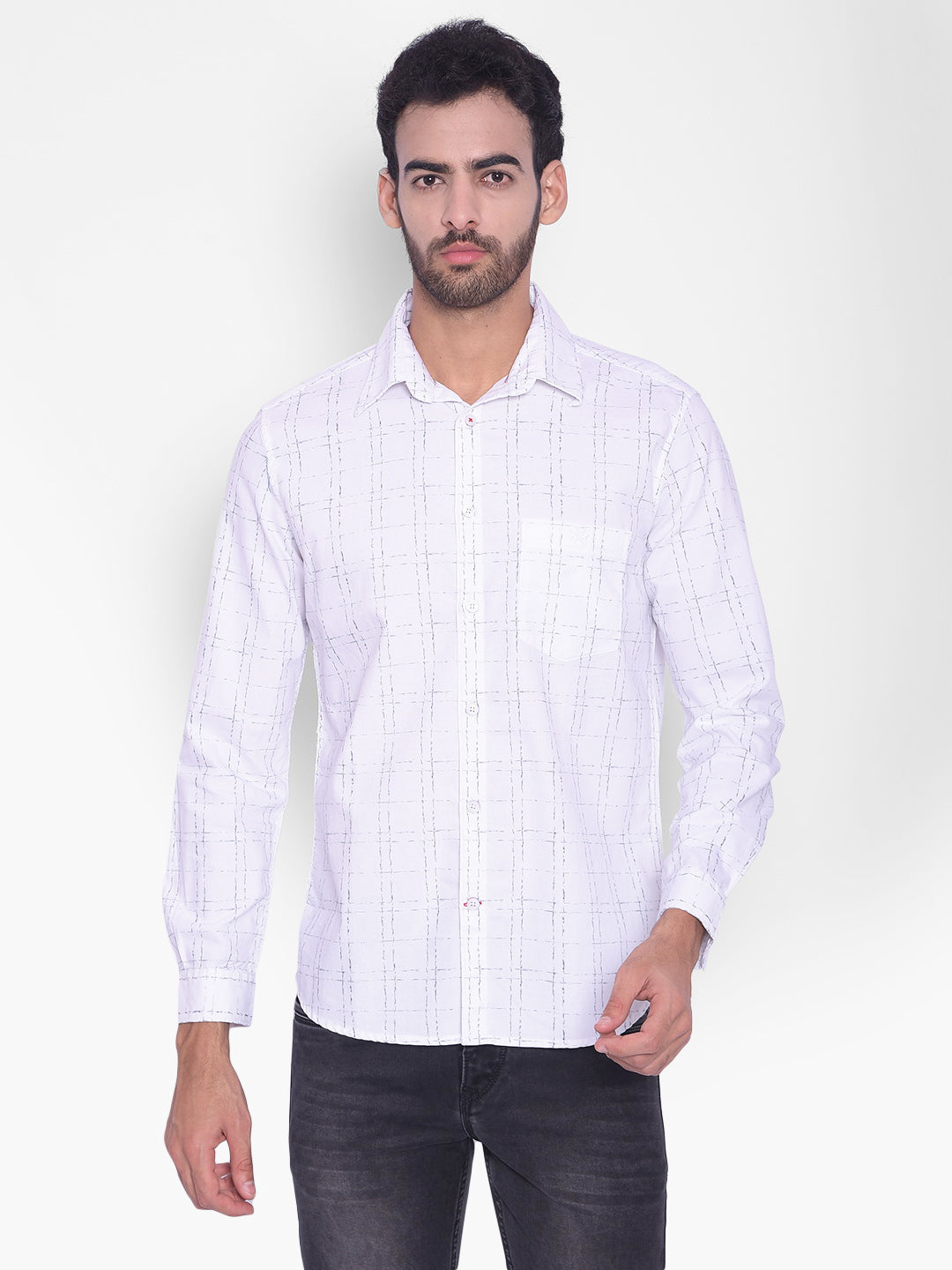 White Checked Shirt-Mens Shirts-Crimsoune Club