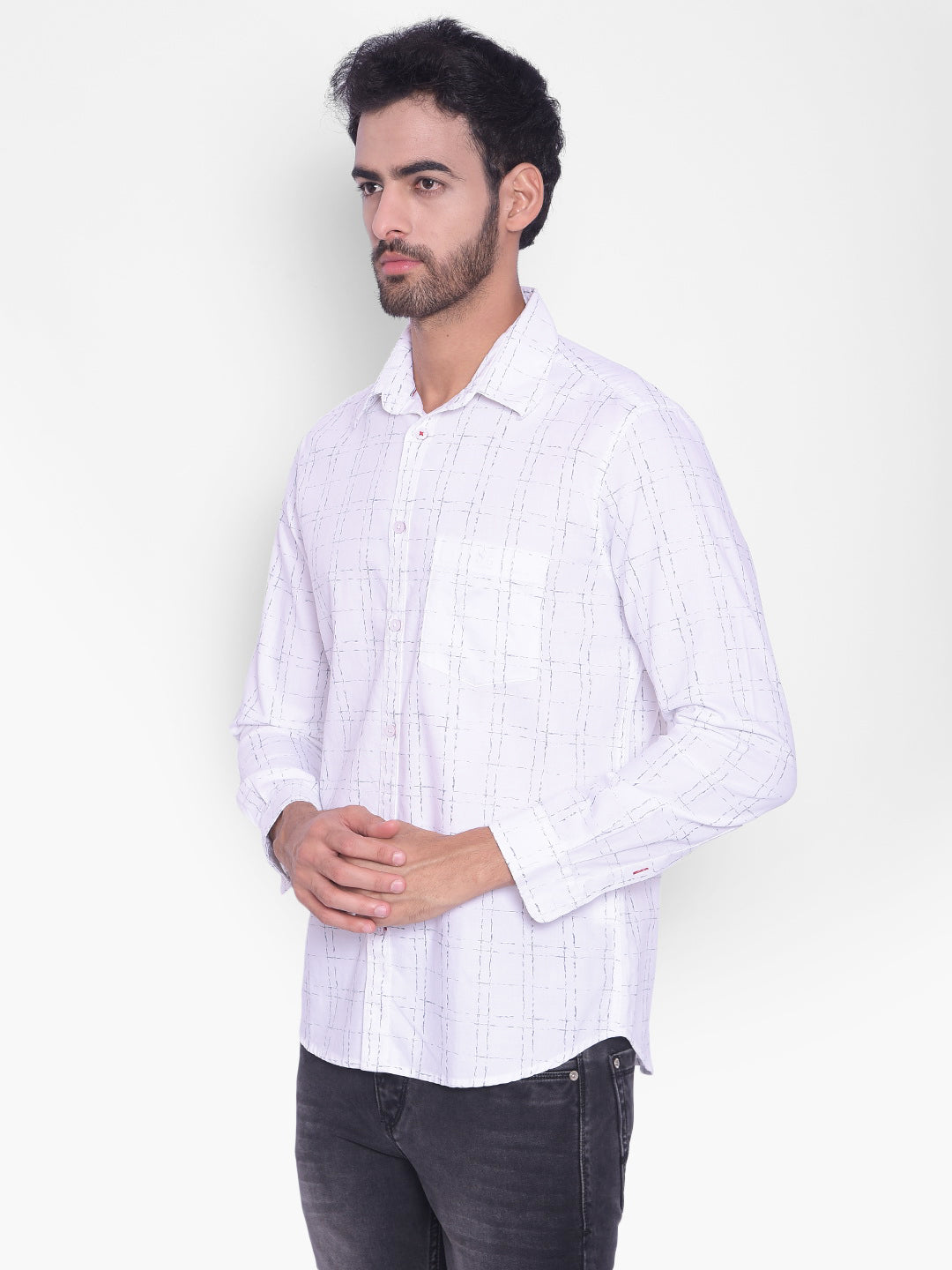 White Checked Shirt-Mens Shirts-Crimsoune Club