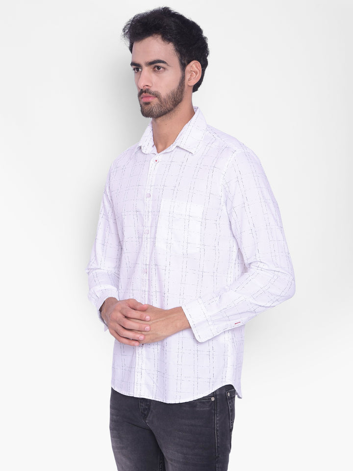 White Checked Shirt-Mens Shirts-Crimsoune Club