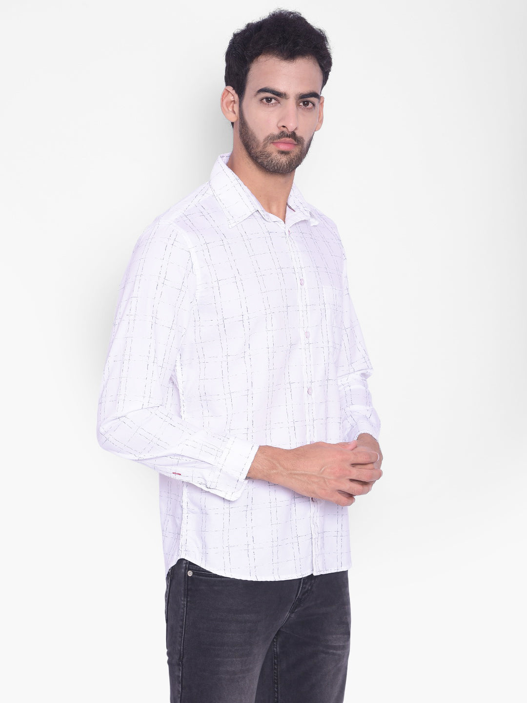 White Checked Shirt-Mens Shirts-Crimsoune Club