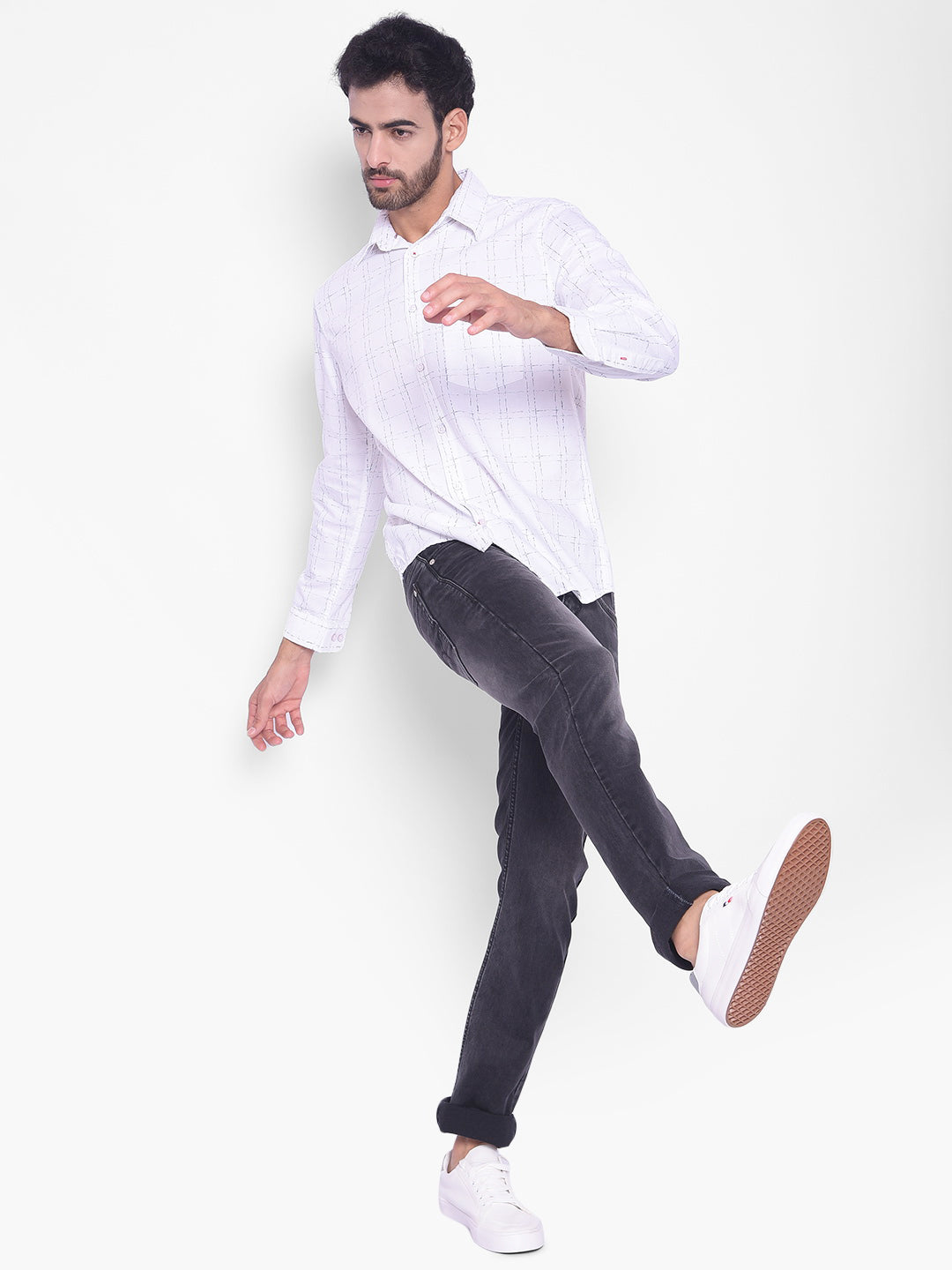 White Checked Shirt-Mens Shirts-Crimsoune Club
