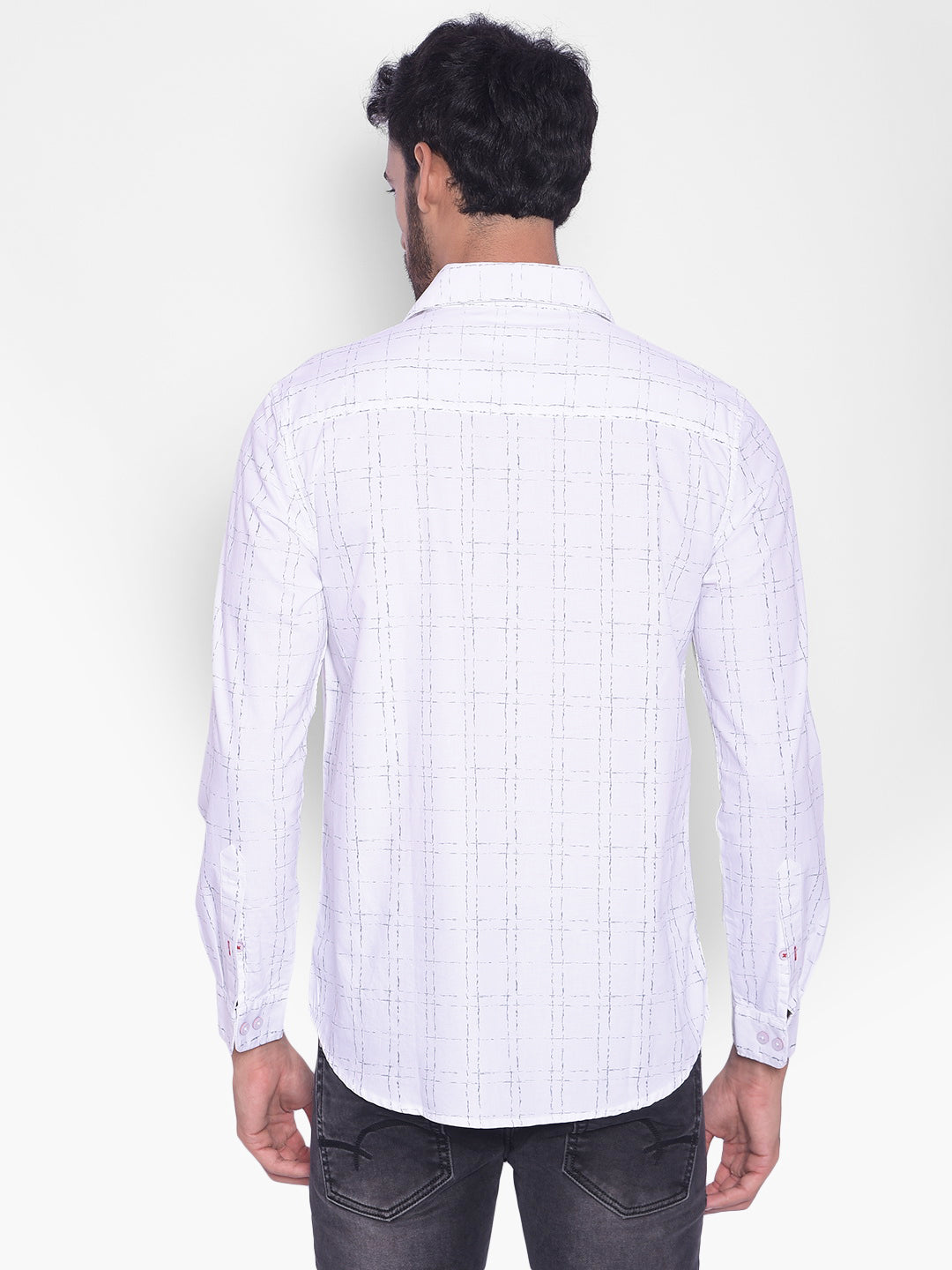 White Checked Shirt-Mens Shirts-Crimsoune Club