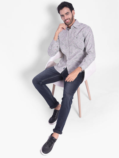 Grey Floral Shirt-Mens Shirts-Crimsoune Club