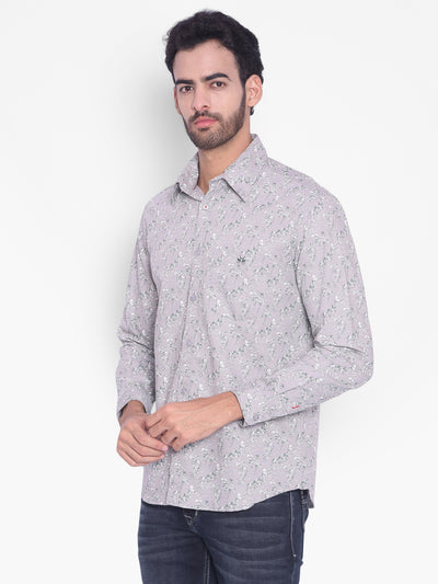 Grey Floral Shirt-Mens Shirts-Crimsoune Club