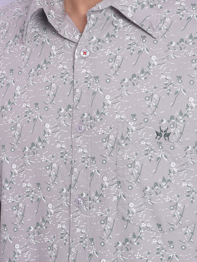 Grey Floral Shirt-Mens Shirts-Crimsoune Club